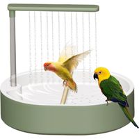 1 Douche Pour Oiseaux Circulation Automatique 31,8x25cm Pompe USB Silencieuse Perchoirs Hêtre Cage Perruches