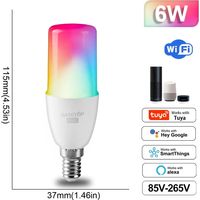 Lampes de croissance pour plantes Ampoule LED intelligente RGB (T37 6W E14,85-265V) à intensité variable Tuya Light Wifi Magic Lamp, compatible avec Alexa et Google Home