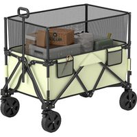 Carro plegable 180L 120kg caqui mango ajustable paredes extensibles