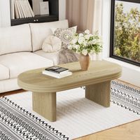 Table basse ovale cannelée bois 60x120x41,5 cm