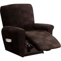 ANNEFLY All-Inclusive-Sesselbezug mit rutschfester Stretch-Oberfläche und Seitentasche – Kaffeebraun