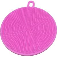 Multi-purpose Safe Silicone Brush Cleaning Mat Pads Heat-Resistant Dish Washing Brush Cleaner Scrubb-Pink