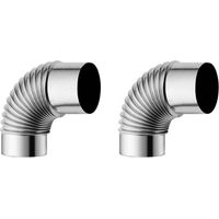 60mm en acier inoxydable poêle à bois cheminée, adaptateur de tuyau coude de conduit de conduit de conduit de conduit de conduit de cheminée flexible, tuyau de cheminée étendu, Camping en plein(2pcs)