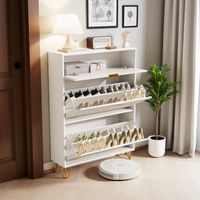 weißer Schuhschrank, 3 Klappen, Schuhkommode, platzsparendes Schuhregal, für Flur, Eingangsschuhschrank, Kippschutz, moderner leichter Luxusstil