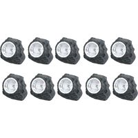 10er SET- Solar LED Gartenstrahler Selbstaufladend Aussenleuchte 'Stein'-Design Solar