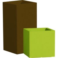 Quadratische Vase Cromia Cube 'Made in Italy' aus Harz, mit einfarbig Dekoration -Grau / 40 cm