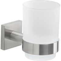 Gedy Porte-brosse à dents mural Fuji brossé en acier inoxydable et verre sablé