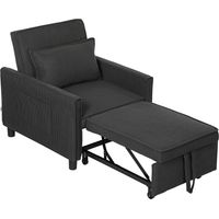 Poltrona letto reclinabile con bag laterali, tessuto effetto velluto, grigio scuro, 74x84x81 cm