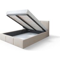 Lit coffre Tulum 160 x 200 cm – Sommier à lattes relevable – Coffre de rangement spacieux – Tissu velours résistant à l'abrasion