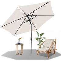 Wolketon Sonnenschirm Ø270cm, Gartenschirm, knickbar, Schirmtuch mit PA-Beschichtung, UV-Schutz bis UPF 50+, ohne Ständer, Beige