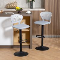 Ensemble de 2 tabourets de bar pivotants à 360° réglables en hauteur de 84 à 105 cm, avec un dossier creux et un repose-pieds gris
