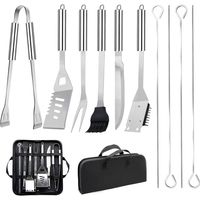 11Pcs Ensemble Ustensiles Barbecue en Acier Inoxydable Professionnel - Kit d'Accessoires Grill Pratiques avec Sac Portable Set Outils pour Camping d'Extérieur et Pique-Nique 11 Pcs