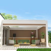 Toldo vertical compatible con pérgola TRAMONTANA y SIROCO 4,00x2,50 M (Motorizada con mando a distancia - Blanco satinado RAL9010 - Topo)