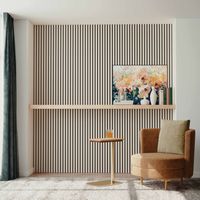 Paneles Acústicos Decorativos de Pared - Set de 2 Unidades - 120x60 cm - Color roble natural - Tablero MDF