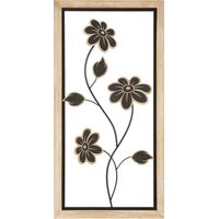 Pannello da parete Girish B in ferro e legno con fiori neri, variante
