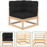 INLIFE Canapé d'angle de jardin avec coussins anthracite Bois de pin