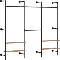 SoBuy Garderobenständer 6 Shelfs Schwarz 265x48x220cm Modern KLS19-SCH