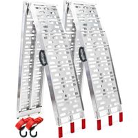 Wiltec Lot de 2x Rampe de chargement pliable 2260 x 295 mm – capacité de charge max. 680 kg – avec poignées – profil à trous – en Aluminium – Rampe d'accès utilitaire moto ATV quad remorque
