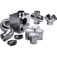 Recupair – Caisson de distribution d'air chaud 4 bouches Ø 125 mm – 500 m3/h – Thermostat réglable pour cheminée – Récupération chaleur insert