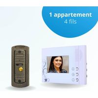 Portier interphone vidéo PINO 4 Fils - 1 écran blanc