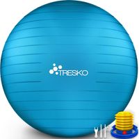 TRESKO Ballon Fitness Yoga Balle d’Exercice Antidérapant Balle Gymnastique avec Pompe 300 kg avec pompe à air Bleu 75cm