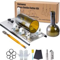 Kit de coupe pour bouteille en verre réglable Outil de bricolage, ensemble de machine de découpe en acier inoxydable pour vin bière alcool whisky alcool champagne bouteilles rondes de soda