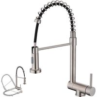 Aihom – Mitigeur de lavabo pliable à ressort 360° – Douchette extractible 2 jets – Acier inoxydable brossé – Hauteur 470 mm, hauteur sous bec 153 mm