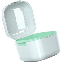 Étui pour prothèse dentaire en plastique résistant de qualité alimentaire, anti-taches, avec système de drainage et cupule pour prothèses dentaires mobiles, manchon dentaire blanc