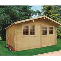 Abri de jardin VISP en bois 14,37m², Toiture Shingle rouge, Plancher Non