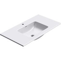 doporro Lavabo Empotrado Blanco Baño 90x48x14 cm Lavamanos Rectangular de Mármol Fundido Colossum02