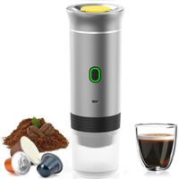 Machine a Cafe Portable, 3 en 1 Cafetiere Portable pour Auto-chauffante,2500 mAh,Compatible Café Moulu et Capsules,Cafetiere Capsule pour Camping, Voyage, Camping-Car, Bureau