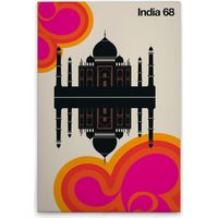 Leinwandbild Retro Indien M1-No.50817 - Kunstdruck auf Leinwand in Creme Schwarz - Wandbild 60 x 90 cm