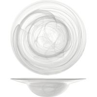 H&h set 6 piatti pasta alabastro in vetro bianco cm24