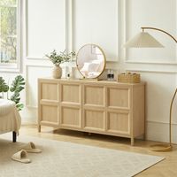 Buffet de Rangement 160x40x80 cm Effet Chêne Clair avec Ouverture Push, Charnières Amorties, Anti-Basculement
