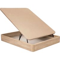 Canapé 150x190 cm Raso roble cambrian base tapizada melamina, 2 bisagras hidráulicas, tela 3D, refuerzos acero 28 cm interior