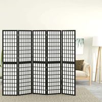 Cloison de séparation pliable 5 panneaux Cloison de séparation Pour Jardin, Balcon, Terrasse 200x170 cm Noir 50669