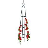Relaxdays – Tuteur obélisque en métal 200 cm – Résistant aux intempéries – Pour rosiers et plantes grimpantes – Montage facile – Couleur vert foncé