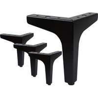 Set of 4 Furniture Legs Load Up to 600 KG, 10cm Modern Metal Triangle Shaped Table Leg, Hairpin Furniture Leg for Cupboard, Sofa, with 16 Screws and 4 Leg Protectors, Black