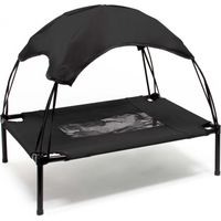 Wiltec Hundebett mit Dach Schwarz 76 x 60 x 16 cm Größe M bis 25 kg Outdoor Katzenliege Haustier Schlafplatz Sonnendach