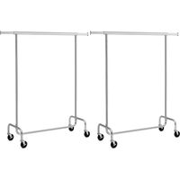 Songmics – Portant à vêtements télescopique avec roulettes – Capacité de charge 130 kg – Acier chromé – Dimensions 110-150 x 45 x 160 cm – Lot de 2