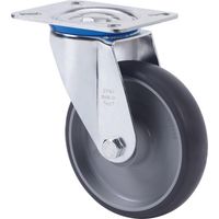 rueda giratora placa 10zv100-pgzn poliamix-goma gris inyect.eje liso