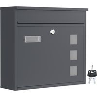 Wiltec – Boîte aux lettres murale verrouillable en acier galvanisé – Couleur anthracite – Dimensions 360 x 115 x 320 mm – Clapet et fenêtres d'observation