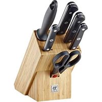 ZWILLING Gourmet Set de Messer, 7-teilig (Messer, Schärfer, Schere & Block), Edelstahl, Ergonomischer Griff, Schwarz -Made in Germany