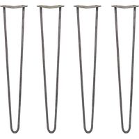 SKISKI LEGS - 4 Pieds de Table en Épingle à Cheveux 71cm 2 Tiges en Acier Brut Épaisseur 12mm