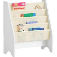 Sobuy – Bibliothèque enfant 4 compartiments FRG225W – Dimensions L62xP29xH71cm – Panneau E1 et toile souple – Capacité 25kg