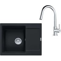 Franke Conjuntos de cocina - Conjunto de cocina G256MČ, fregadero de fragranite MRG 611-62 + grifo FS 3229.031, negro mate/cromo 114.0700.711