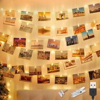 Luces de hadas para fotos, 3M 20 LED Luces de hadas para dormitorio Luces de hadas para fotos con 20 clips para fotos Luces de hadas LED para fotos Decoración interior para colgar fotos, blanco cálido