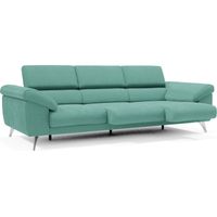 Donatello Sofa mit ausziehbaren Sitzen, Armlehnen mit Staufach aus abwaschbarem Stoff T23 265 cm Aquamarin