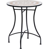 Mesa de Jardín Mesa Mosaico Cerámica y Redonda Mesita de Café Terraza Φ60x71cm