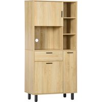 Homcom – Armoire de cuisine en panneaux de particules 78x40x166cm – 3 étagères, 1 tiroir, 3 placards – Design moderne effet bois naturel